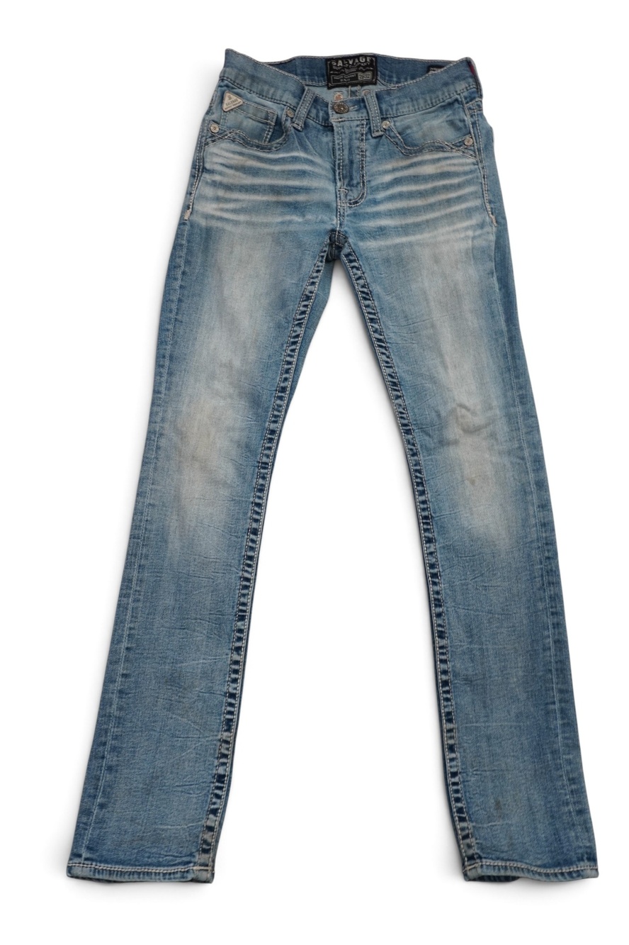 Salvage Supply Co Havoc Straight Slim Fit Jeans Men's 26x30 Light Wash Buckle